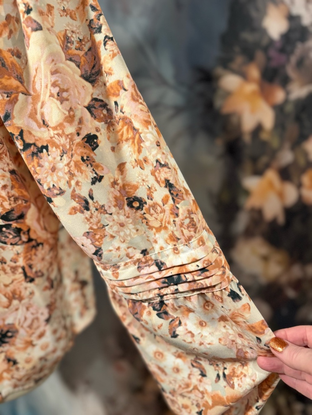 LC Lauren Conrad Peach Floral Square-Neck Blouse - Picture 4 of 10
